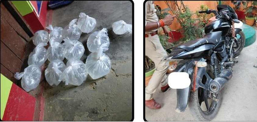 बरियारपुर गांव में पुलिस की छापेमारी, अवैध शराब के साथ बाइक जब्त